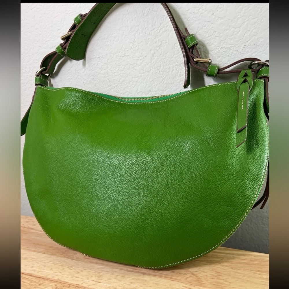 Vintage Dooney & Bourke Signature Luna Green Satchel Handbag - Picture 4 of 12